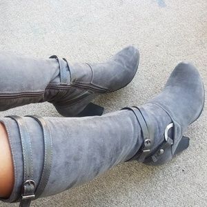 Bass Gray Faux Fur Lined Grey Knee High Bo…